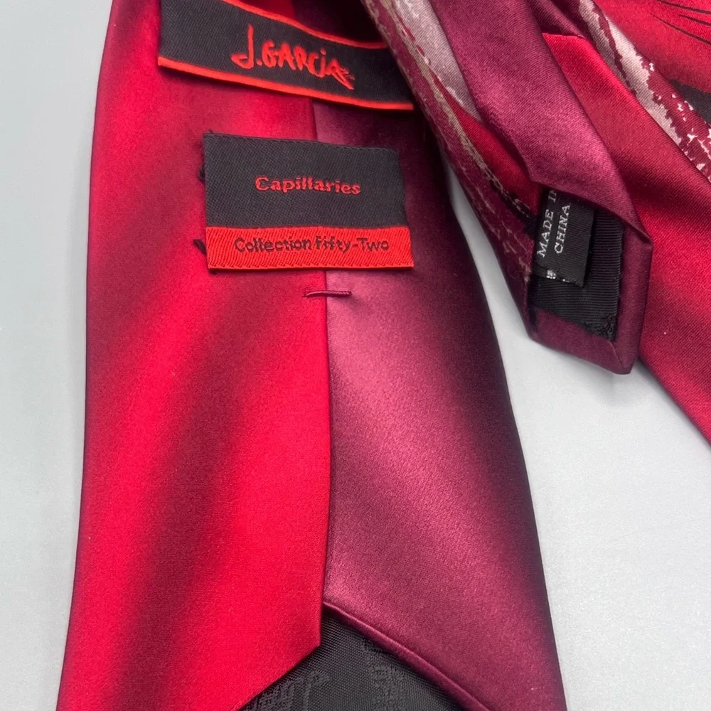 J. Garcia Red and Black Collectors Edition Capillaries Silk Tie